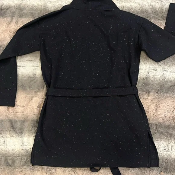 NWT LOFT Lightweight Dark Gray Casual Wrap Sweatshirt Jacket sz Small - Picture 8 of 8